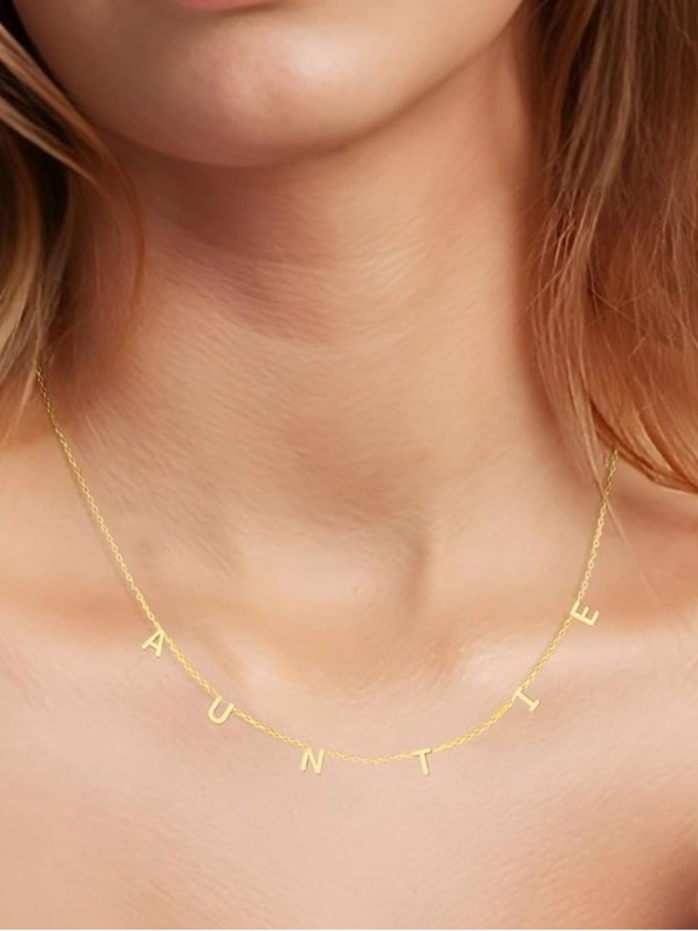 Gold Auntie Necklace - Personalized Necklace